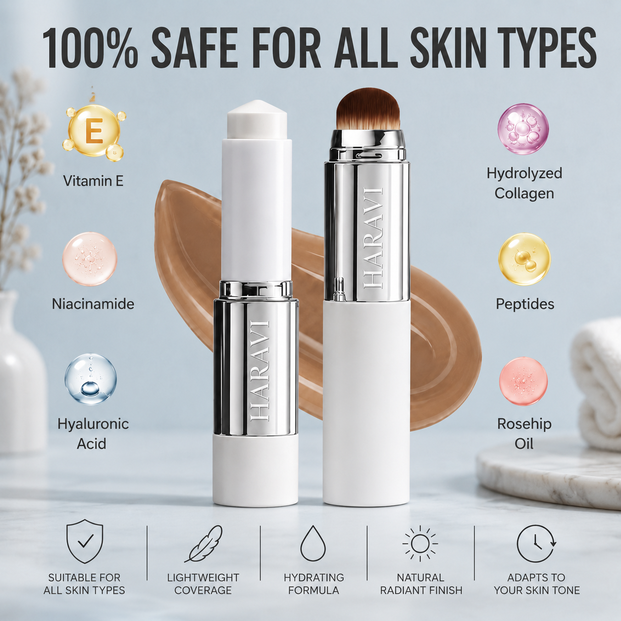 Haravi 2-in-1 Color-Changing Foundation Stick